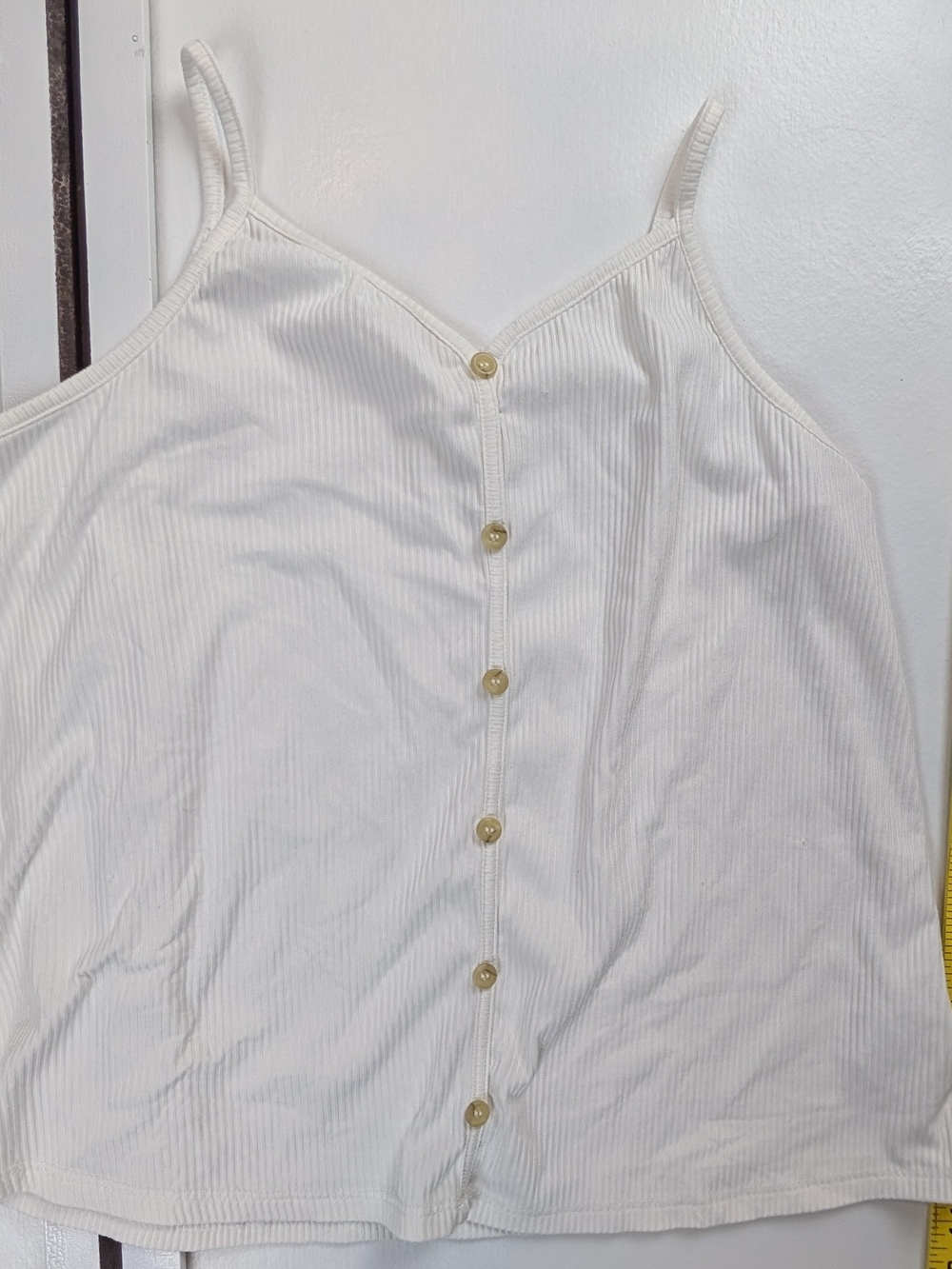 Girls' White Ribbed Button-Front Tank Top